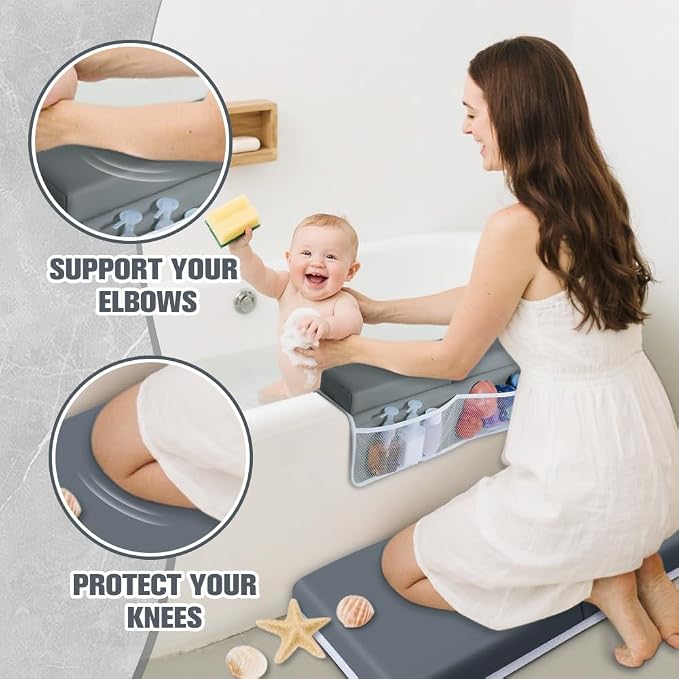 SKEFOLI Baby Bath Kneeler and Elbow Rest pad Set, 1.5" Thick Baby Bath Kneeler - Image 5