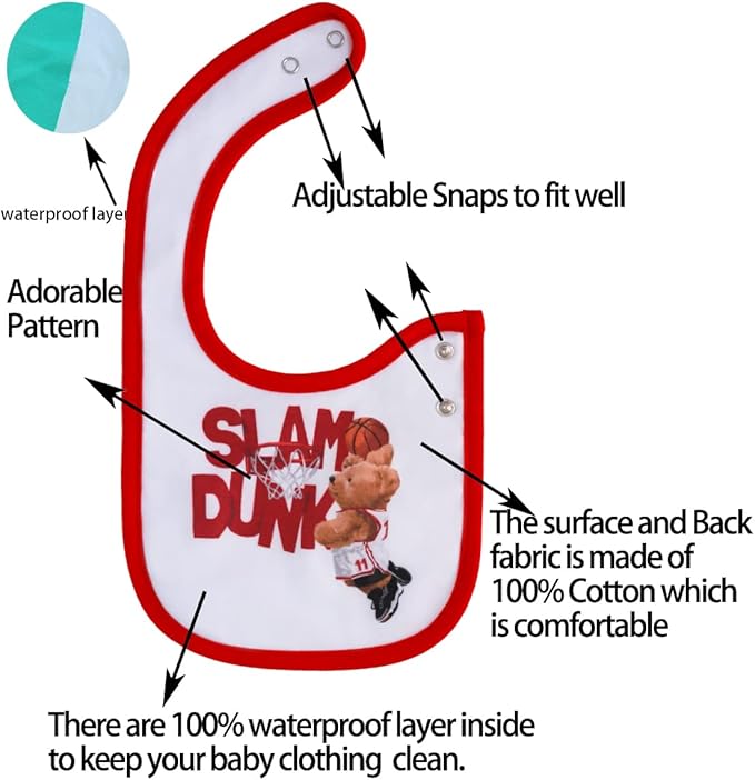 Maiwa 6 Pack Waterproof Cotton Baby Bibs - Image 2