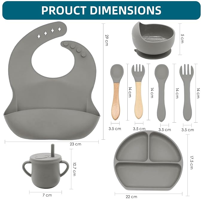 100% Silicone baby feeding set, BPA free Baby dishes set - Image 2