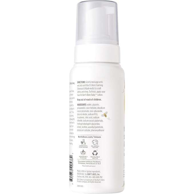 Burt's Bees Baby Sensitive Foaming Shampoo and Wash, Fragrance Free, Tear Free - Image 8