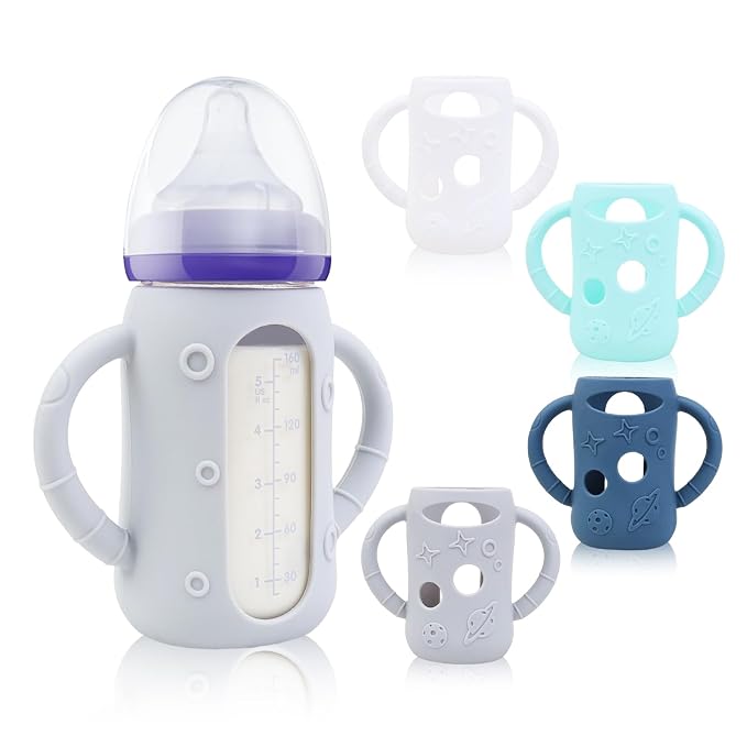 ZCH 4-Pack Silicone Sleeves for Lansinoh Glass Bottles, BPA-Free Drop-Resistant by Unknown