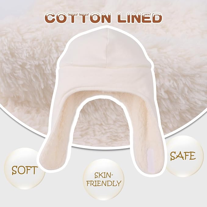 Bear Baby Winter Hat Toddler Earflap Beanie Unisex Infant Snow Cap Warm Fleece - Image 3