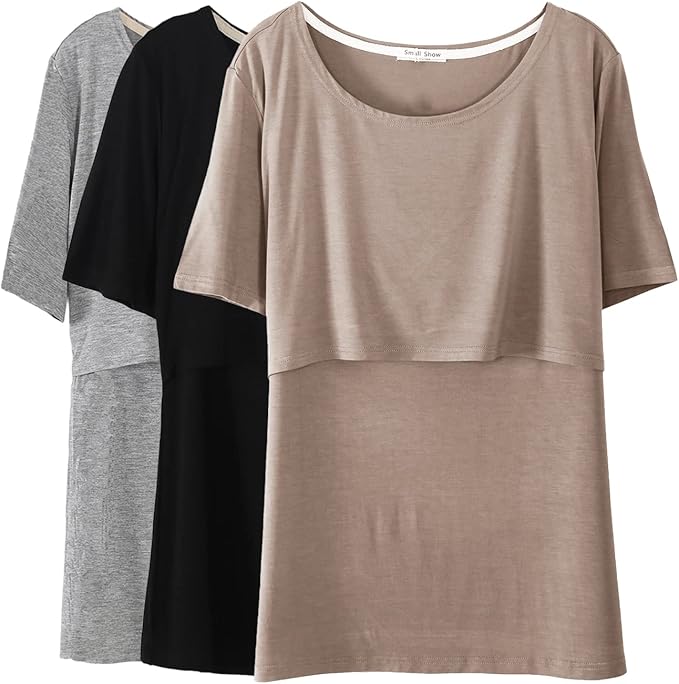 Smallshow Women's Maternity Nursing Tops Short Sleeve Breastfeeding Clothes by Smallshow