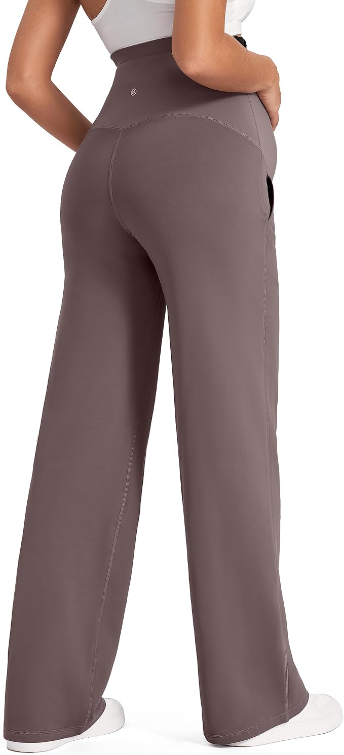 G4Free Fleece Lined Maternity Yoga Pants Over The Belly Stretchy Wide Leg Warm - Image 5