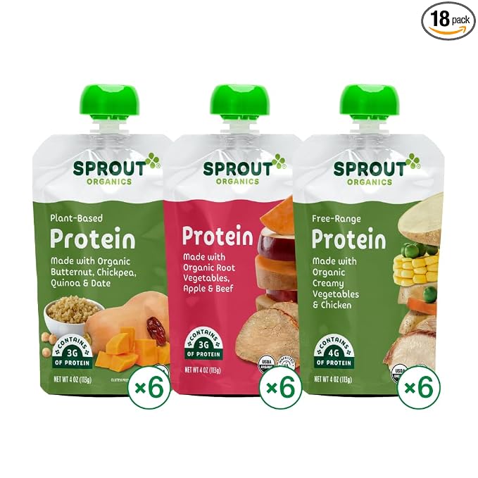 Sprout Organic Baby Food, Stage 3 Pouches, Root Veg & Beef, Creamy Veg & Chicken by SproutOrganics