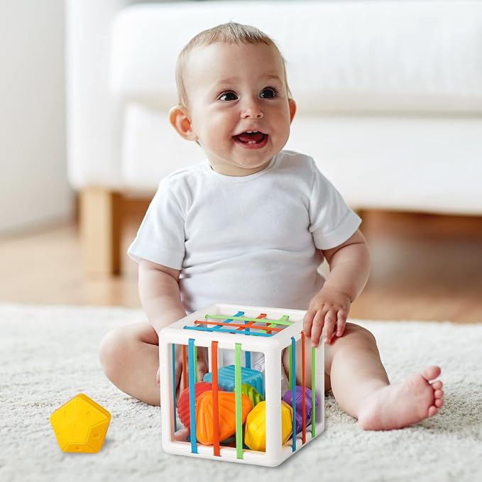 Montessori Toys for 1 Year Old, Cube & 6 Sensory Shape Blocks, Baby Toys 12-18 - Image 5
