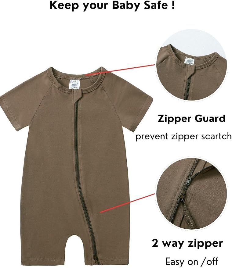 JunNeng 2 Pack Footless Long/Short Sleeve Baby Romper - Image 2