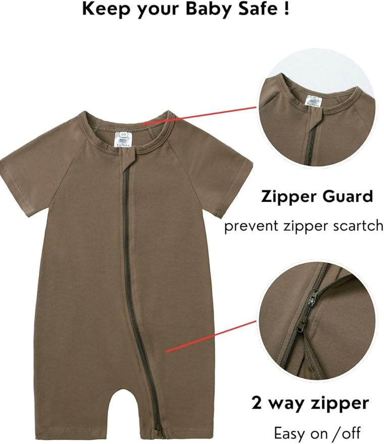 JunNeng 2 Pack Footless Long/Short Sleeve Baby Romper - Image 2