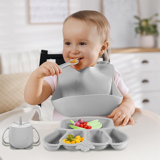 Silicone Baby Feeding Set 10 Pcs Baby Led Weaning Supplies Suction Bowl Divided - Image 7