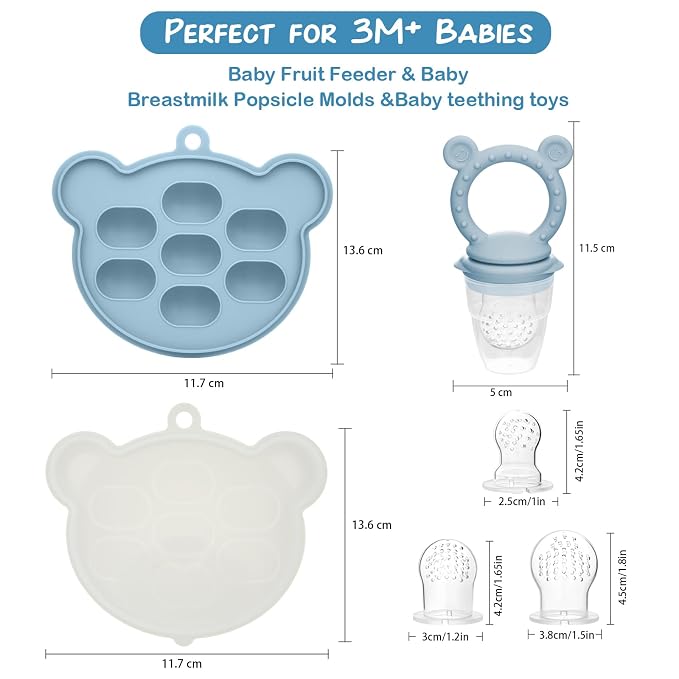 WAJIAYON Baby Breastmilk Popsicle Molds & Fruit Feeder, Baby Food Freezer Tray - Image 3