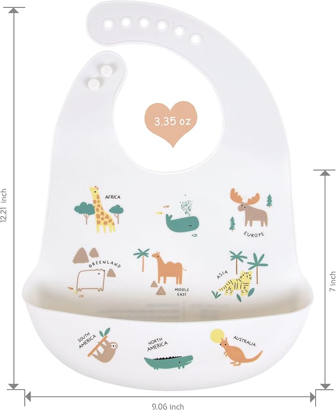 2 Pack Silicone Baby Bibs Adjustable Fit Waterproof Bib - Image 2
