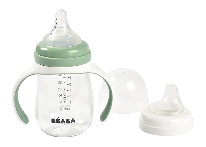 BEABA 2-in-1 Baby Bottle to Transition Sippy Cup, No Spill Sippy Cup, Includes by BEABAUSA