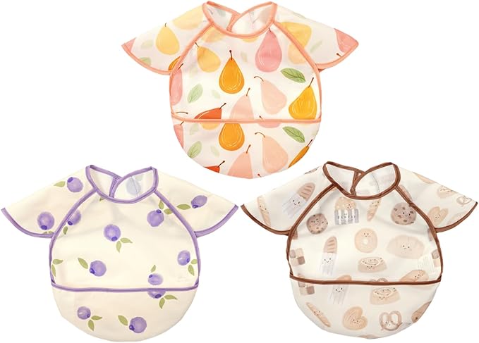 Feeding Bibs for Baby, 3 Pack-Waterproof & Easy Clean Feeding Bibs for Toddlers by CoolaPeach