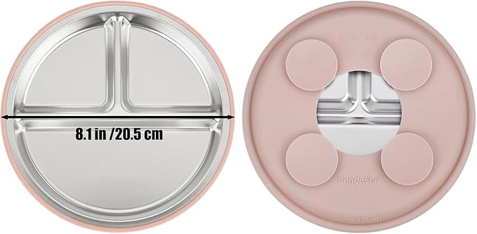PandaEar Baby Feeding Set 4 Pcs, 2 Pack Stainless Steel Suction Plates & 2 Pack - Image 4