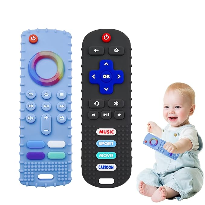 2-Pack Baby Teething Toys-TV Remote Control Shape Silicone Infants Teething Toys by ERSIHUA
