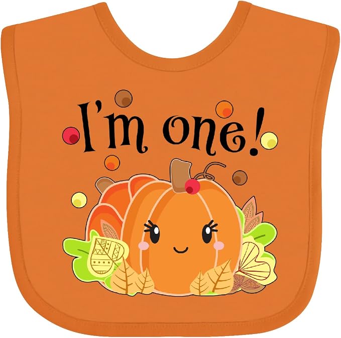 inktastic I'm One- Pumpkin Birthday Autumn Baby Bib by Inktastic