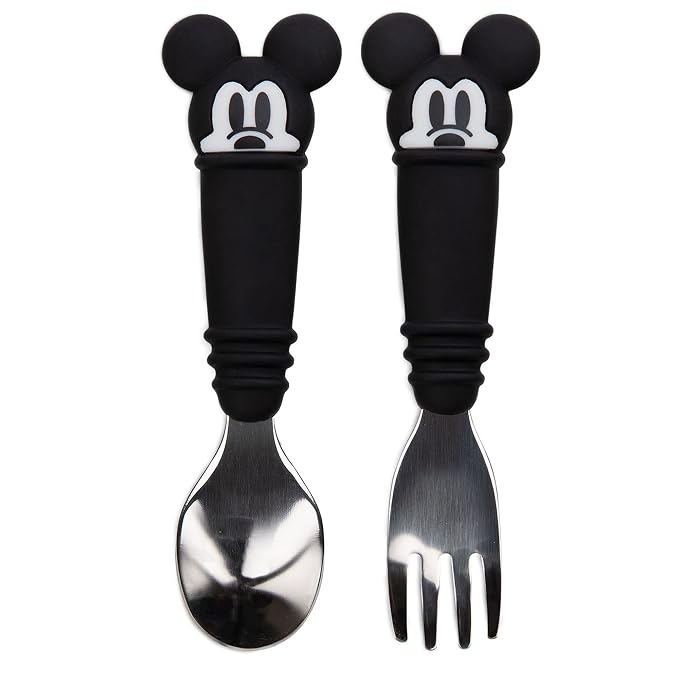 Bumkins Disney Toddler Utensils, Kids Size Fork and Spoon Set, Silicone and by Bumkins