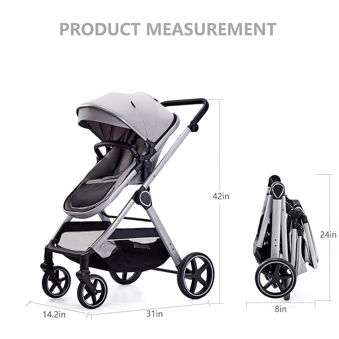 2 in 1 Baby Stroller, Newborn Infant Toddler Convertible Pram Stroller - Image 5