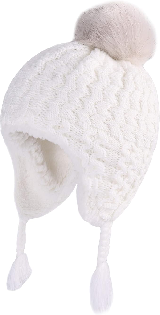 LANGZHEN Toddler Kids Infant Winter Hat, Earflap Knit Warm Cap Fleece Lined - Image 2