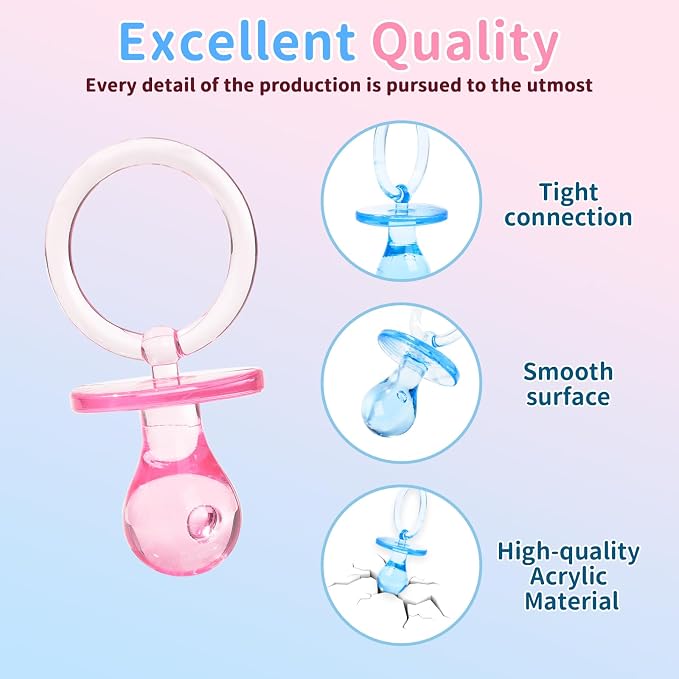 72 Pcs Baby Shower Pacifiers, 2.75’’ Plastic Pacifiers - Image 3