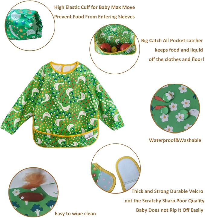 2 Pack Baby Bibs for Boy, Baby Bibs for Eating, Mess Proof Baby Bib, Full - Image 3