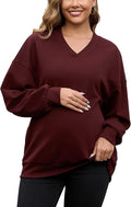 GINKANA Maternity Long Sleeve Shirts V Neck Sweatshirt Casual Tunic Tops by GINKANA