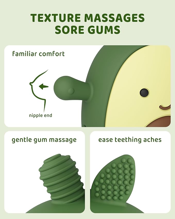 Baby Teething Toy Silicone Avocado Teething Mitten - Image 4