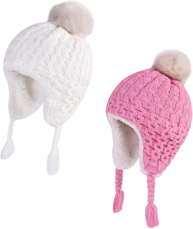 LANGZHEN Toddler Kids Infant Winter Hat, Earflap Knit Warm Cap Fleece Lined by LANGZHEN