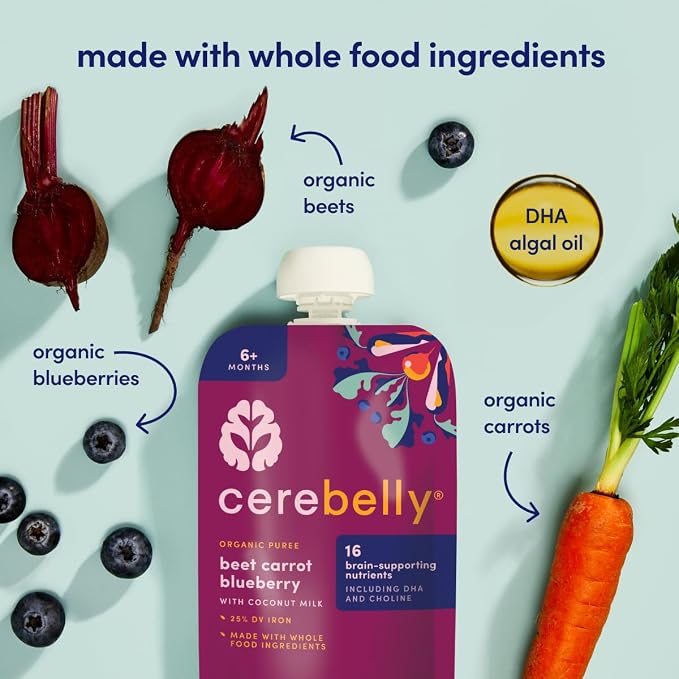 Cerebelly Organic Baby Food Pouches, Beet Carrot Blueberry Purees, 16 Nutrients - Image 4