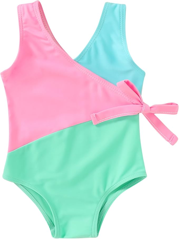 Happy Town Toddler Swimsuit Girl One Piece Bathing Suit Color Block Swimwear by HappyTown