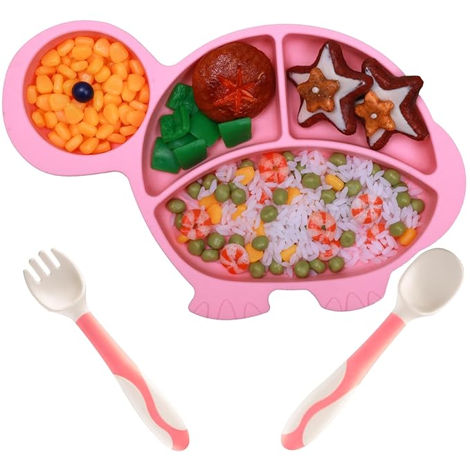 Silicone Suction Plate spoon fork sets by NiCiNGU