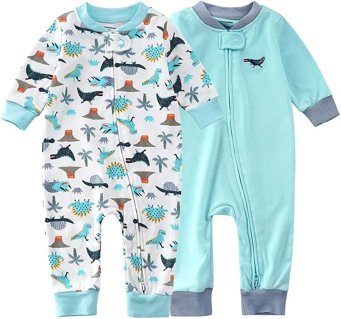 Teach Leanbh Baby 2-Pack Footless Pajamas Cotton Long Sleeve Printing 2 Way by TeachLeanbh