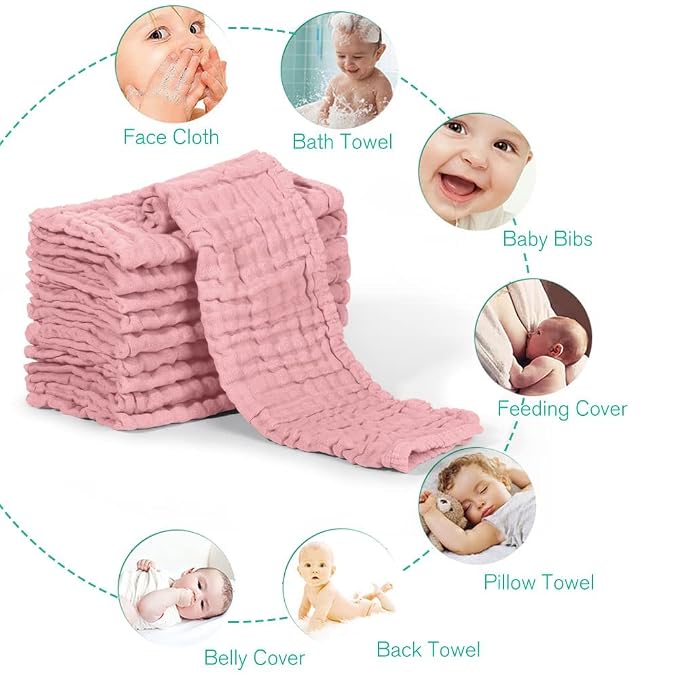 Yoofoss Muslin Burp Cloths for Baby 10 Pack 100% Cotton Baby Washcloths for - Image 5