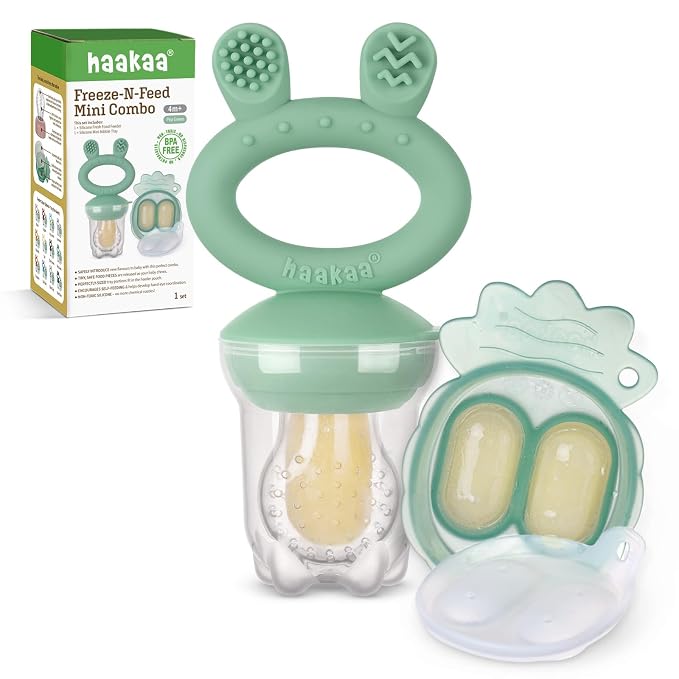 Haakaa Baby Fruit Food Feeder & Mini Freezer Nibble Tray Combo, Breastmilk by haakaa