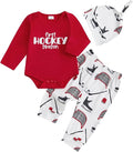 Baby Boy Hockey Outfit New Player in Town Long Sleeve Romper Long Pants Hat Set by Doqcey