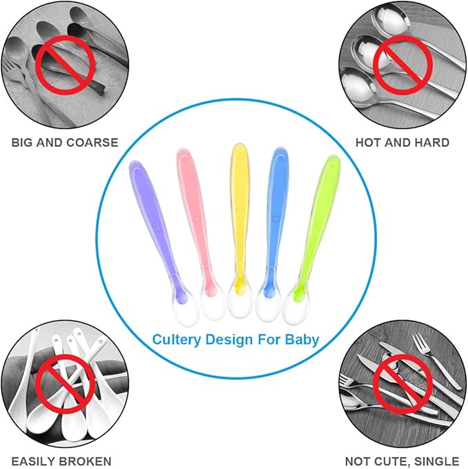 Vicloon Baby Silicone Spoons, Infants Utensils Feeding Supplies, Soft Tip BPA - Image 4