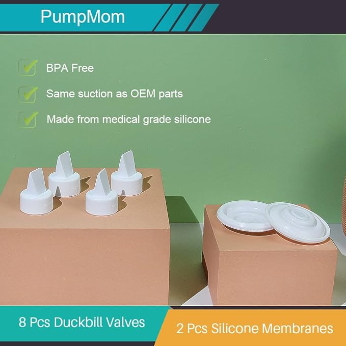 PumpMom-us Breast Pump Parts, 8 Duckbill Valves and 2 Silicone Membrane - Image 2