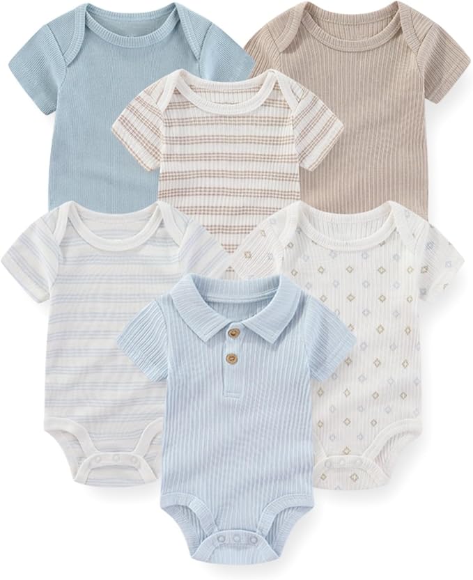 Fashion Baby Boy Girl Bodysuits 6-Pack Casual Cotton Soft Infants Outfit New by JELYLOVE