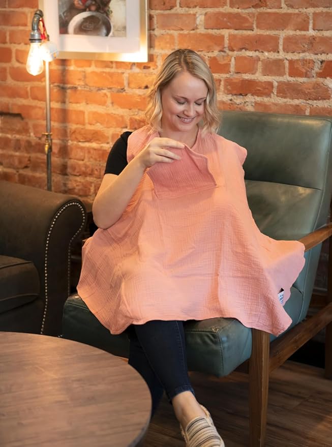 Muslin Nursing Cover for Baby Breastfeeding –Peekaboo Window -100% Breathable - Image 4