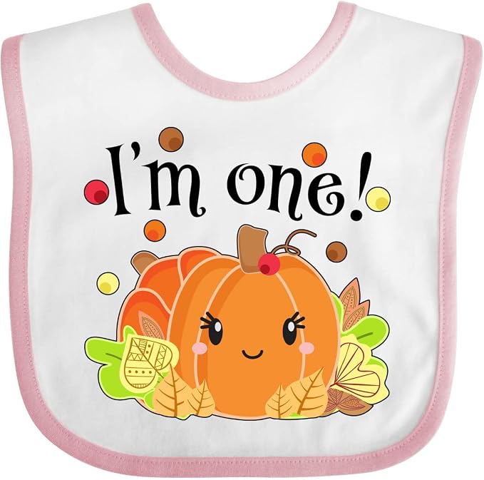 inktastic I'm One- Pumpkin Birthday Autumn Baby Bib by Inktastic