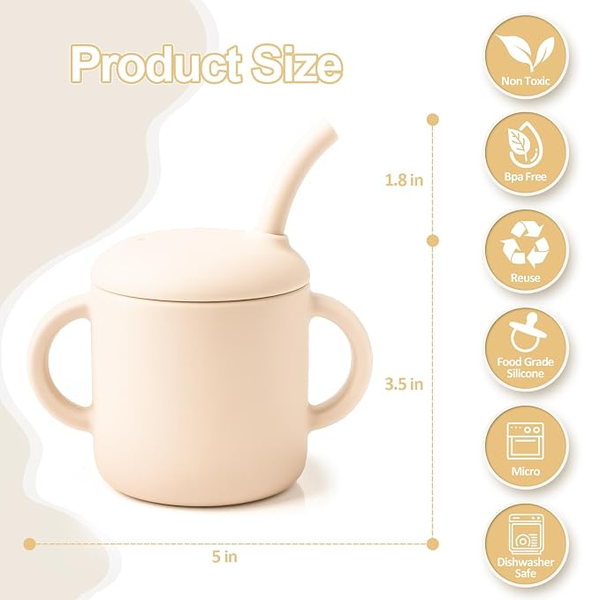 Silicone Baby Cup with Straw, Straw Cup - Image 2