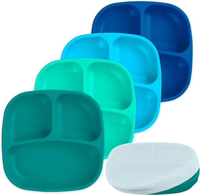 Re-Play Toddler Plates with Dividers & Silicone Lid by Re-Play