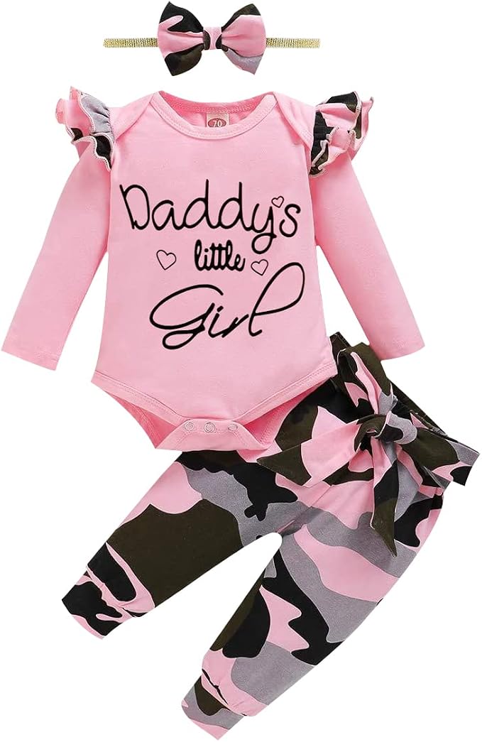 Newborn Baby Girl Clothes, Infant Girl Outfits Long Sleeve Ruffle Romper + by AOSWEP