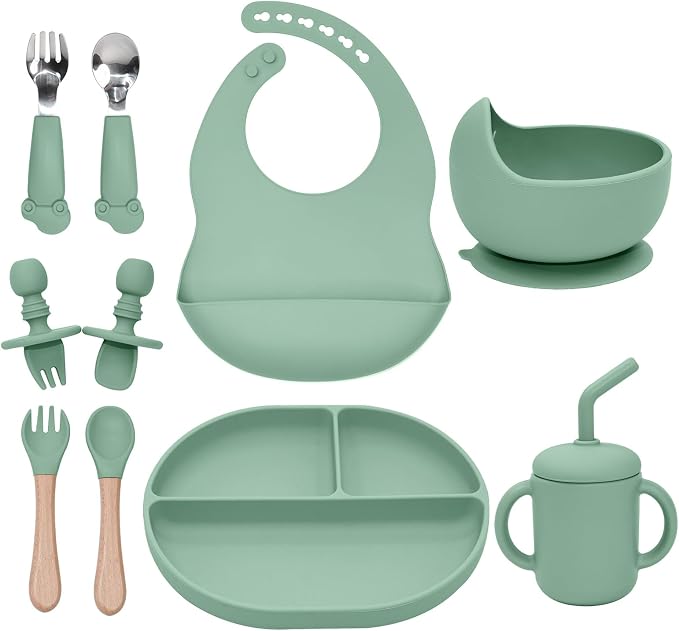 Silicone Baby Feeding Set 10Pcs, Toddler Plates by SILIFACTORY