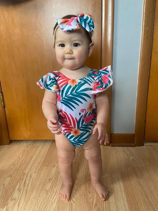 Toddler Girl Baby Ruffles Mermaid Fish Scale Swimsuit One Piece Swimwear - Image 3