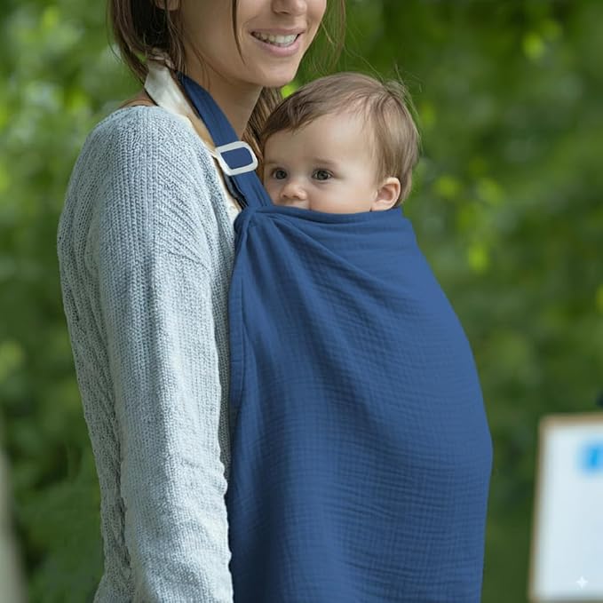Muslin Nursing Covers for Breastfeeding, Arch Neckline Breast Feeding Covers - Image 8