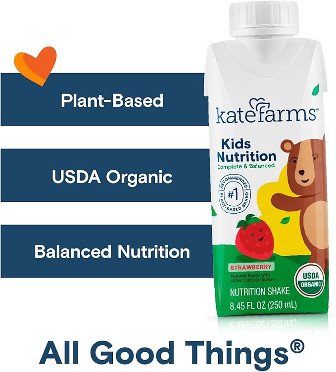 KATE FARMS Organic Kids Nutrition Strawberry Shake, 8g Protein, 27 Vitamins and - Image 3