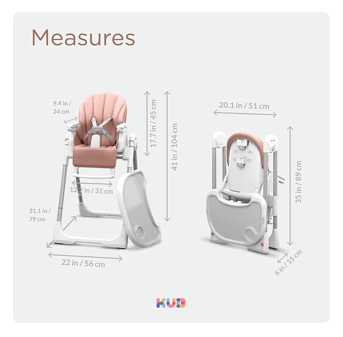KÜB 3-in-1 Foldable Baby High Chair | 7 Height & 4 Recline Adjustable | - Image 6