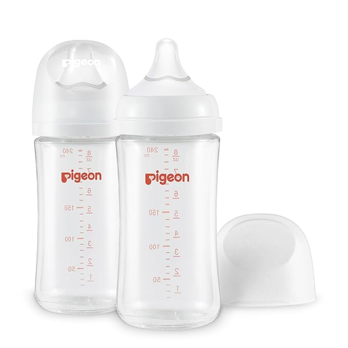 Pigeon Glass Nursing Bottle Wide Neck, Anti-Colic, Streamlined Body, Natural by PIGEON