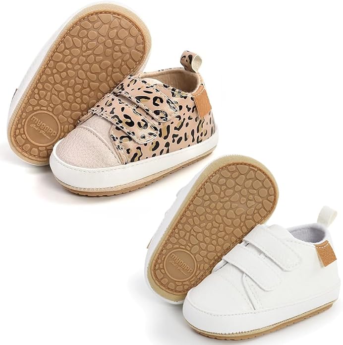 2Pairs Baby Shoes, Boys Girls Non-Slip Rubber Sole Sneakers, Unisex Infant Soft by 82-eitwo
